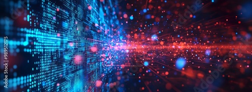 Wallpaper Mural Abstract digital background with glowing data blocks and lines of code,... Torontodigital.ca