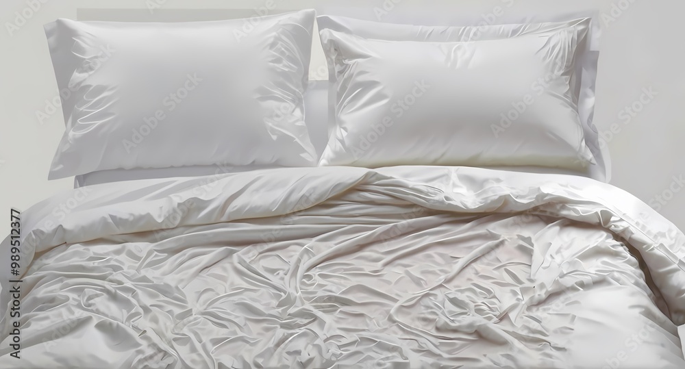 Obraz premium Close-Up View of Modern Bed Isolated on White Background