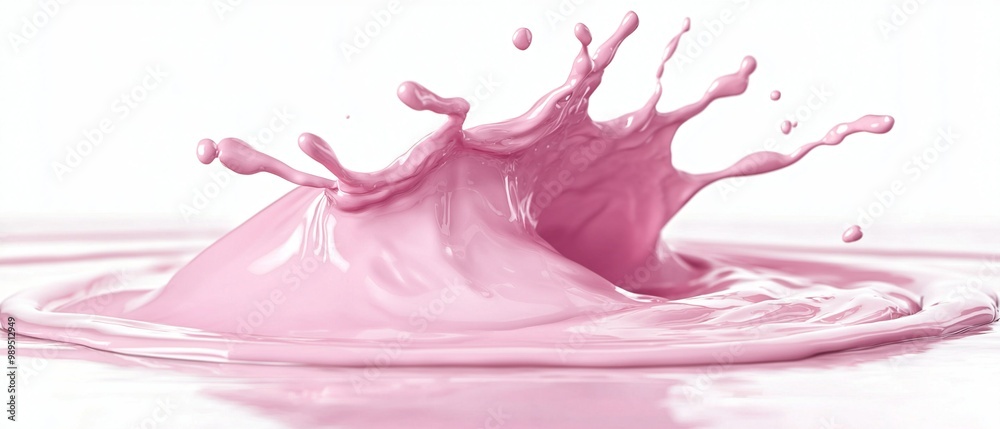 Pink liquid splash isolated on a white background, pink milk splashes,... Pink liquid splash isolated on a white background, pink milk splashes,...