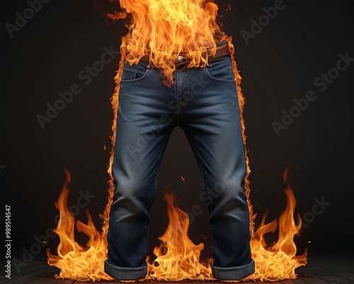 Jeans on fire.