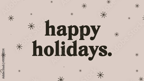 Happy Holidays minimalist text animation with sparks. 4K Seamless loop.