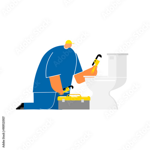 Plumbing service illustration on isolated background.