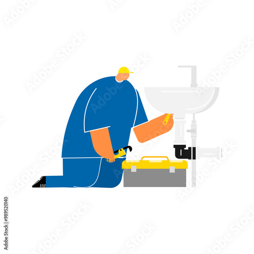 Plumbing service illustration on isolated background.