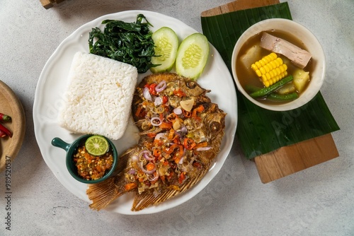 Nusantara indonesian traditional food chef south east asia photo