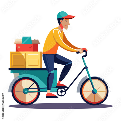 man riding bicycle vector flat minimalistic isolated illustration, Racing cyclist vector flat minimalistic illustration