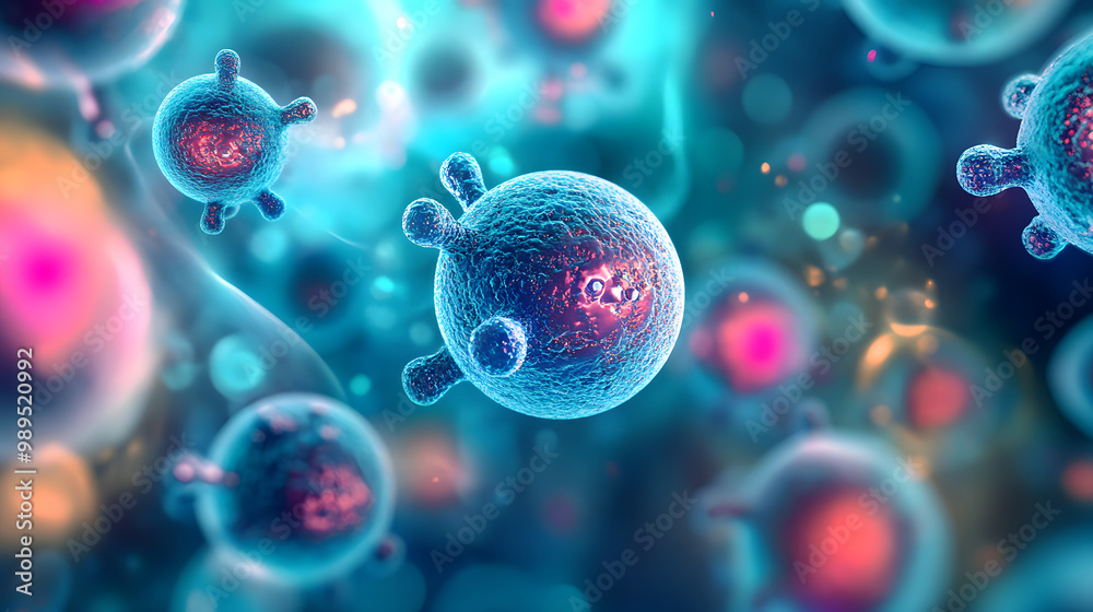 Cell abstract concept. Microorganisms under microscope. Microbiology and health concept Cell abstract concept. Microorganisms under microscope. Microbiology and health concept