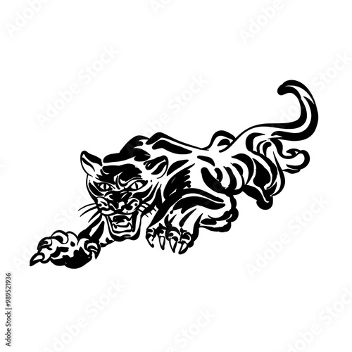 Photos Aggressive Panther Silhouette Vector Illustration