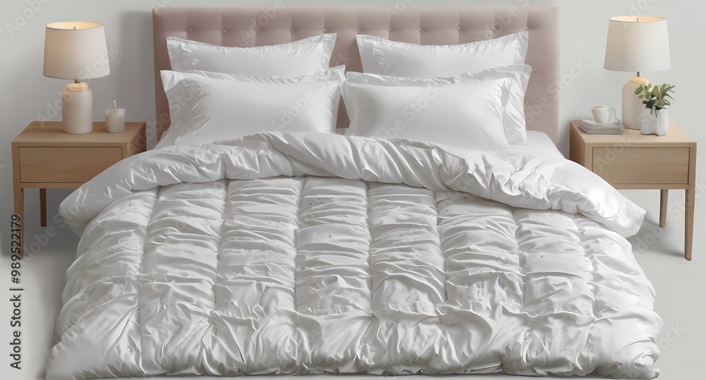 Obraz premium Close-Up View of Modern Bed Isolated on White Background