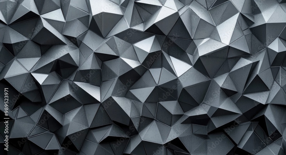 Geometric Decor. Futuristic Mosaic Pattern in Grey Tones with Modern 3D Design Geometric Decor. Futuristic Mosaic Pattern in Grey Tones with Modern 3D Design