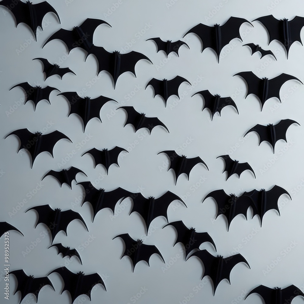 halloween design idea - dark bats on white substantial foundation