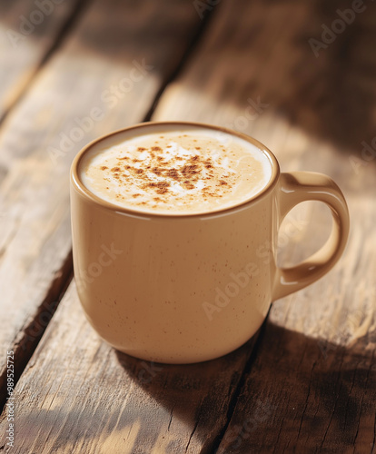 Chai tea latte with frothy milk and nutmeg sprinkle