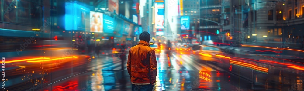 Man standing in a city Man standing in a city