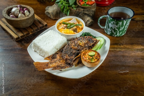 Nusantara indonesian traditional food chef south east asia photo