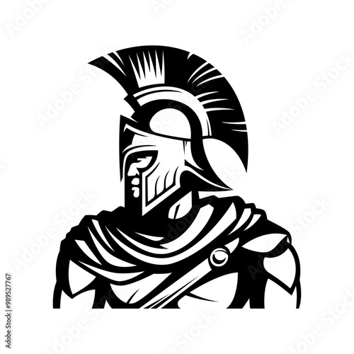 Vector illustration of spartan king in armor and helmet