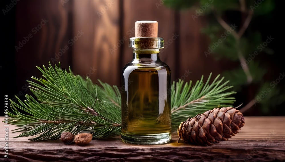 Cedarwood Oil with Cedar Background Cedarwood Oil with Cedar Background