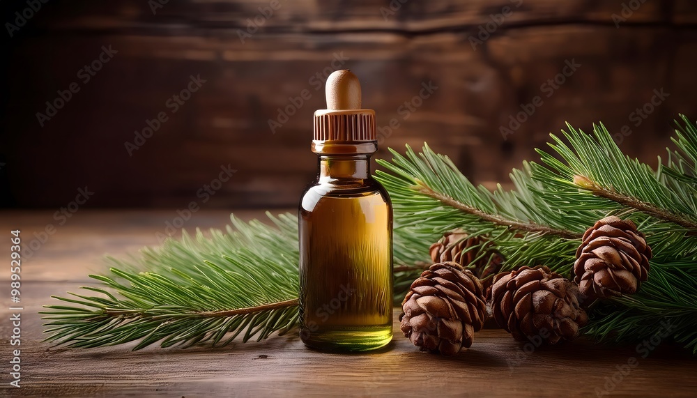 Cedarwood Oil with Cedar Background Cedarwood Oil with Cedar Background
