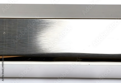 metal bar, hexagonal shape, polished finish, isolated on a bright white background, showing detailed reflections and highlights create with ai