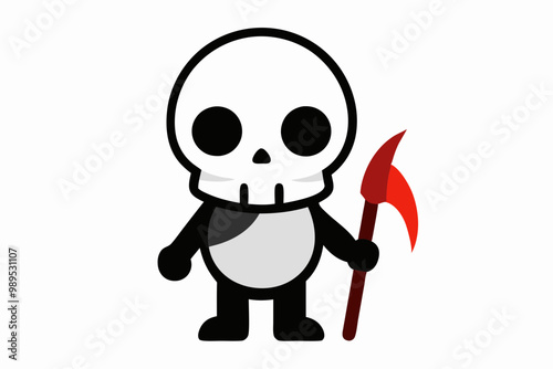 Fényképezés cute skellington bone mascot character cartoon vector illustration holding blood