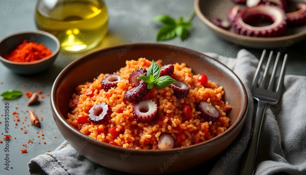 Portuguese Arroz de Polvo with Octopus and Tomato Rice (Portuguese Cuisine)