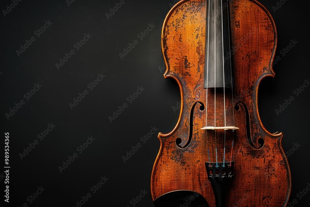 Lovely old violin on dark backdrop Lovely old violin on dark backdrop