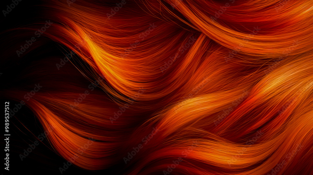 Fiery red hair with a glossy shine and rich texture, flowing gracefully.