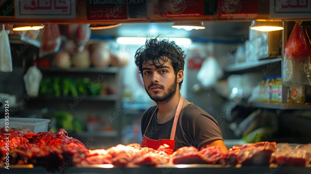 Portrait of a Butcher with Fresh Cuts Portrait of a Butcher with Fresh Cuts