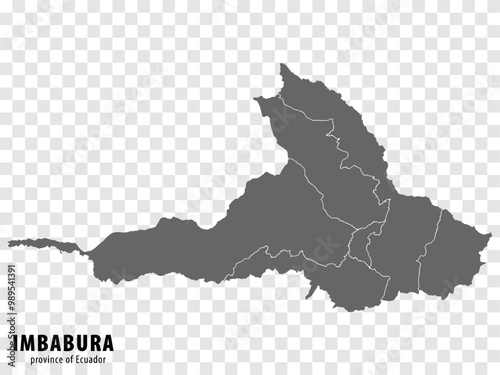 Blank map Imbabura Province of Ecuador. High quality map Imbabura with municipalities on transparent background for your web site design, logo, app, UI. Ecuador.  EPS10.  photo