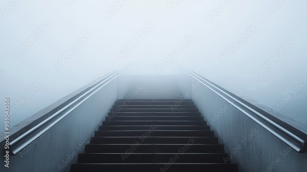 Fototapeta premium Concrete Stairs Leading Up into the Fog