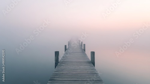 Foggy Morning on a Wooden Dock - Serene Landscape Photography