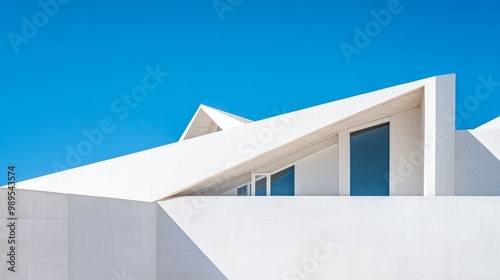 Modern White Building with Geometric Design