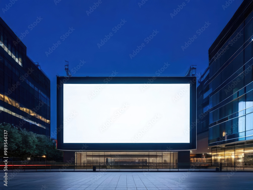 Blank billboard mockup outdoors. Advertisement board in the city at winter. Blank billboard mockup outdoors. Advertisement board in the city at winter.