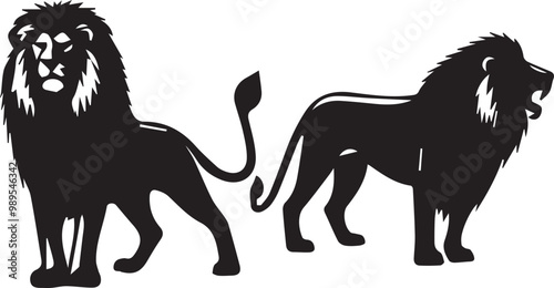 Lion  silhouette vector EPS SET