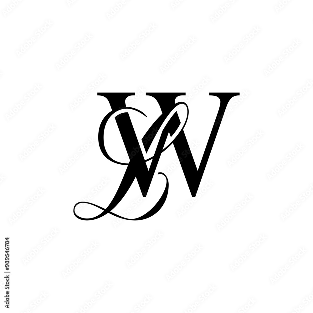 initial letter w with L script logo initial letter w with L script logo