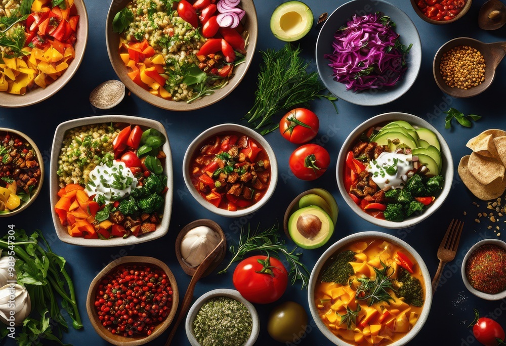 Fototapeta premium visual comparison quick meals homemade favorites showcasing presentation styles, food, ingredients, preparation, cooking, dish, recipe, flavor