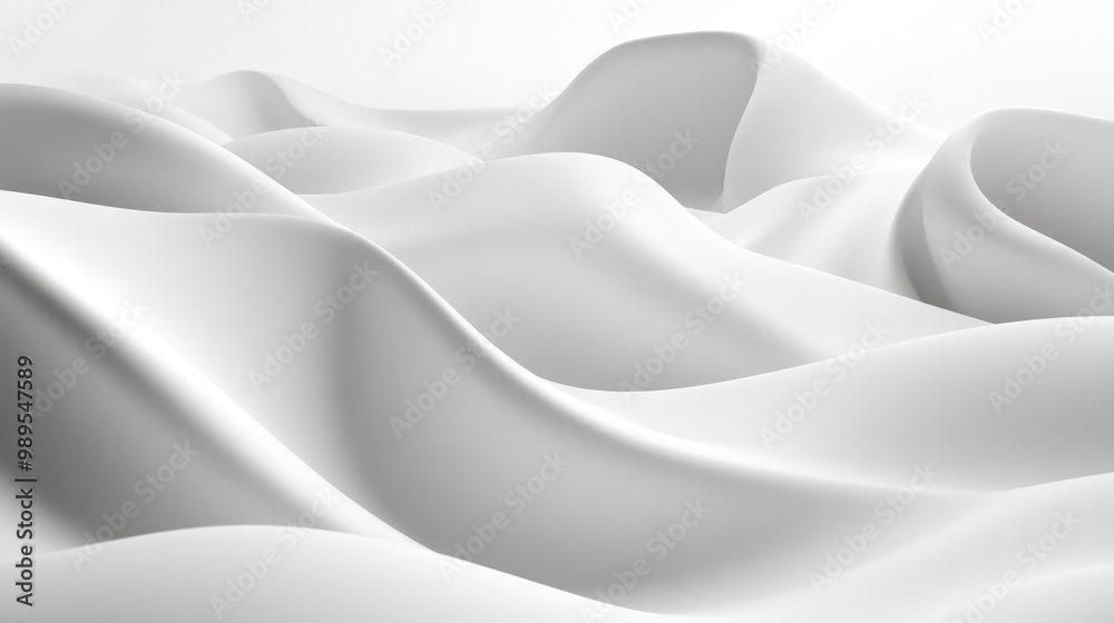 Fototapeta premium Soft White Wave Abstract Concept. Minimal Geometric 3D Rendering
