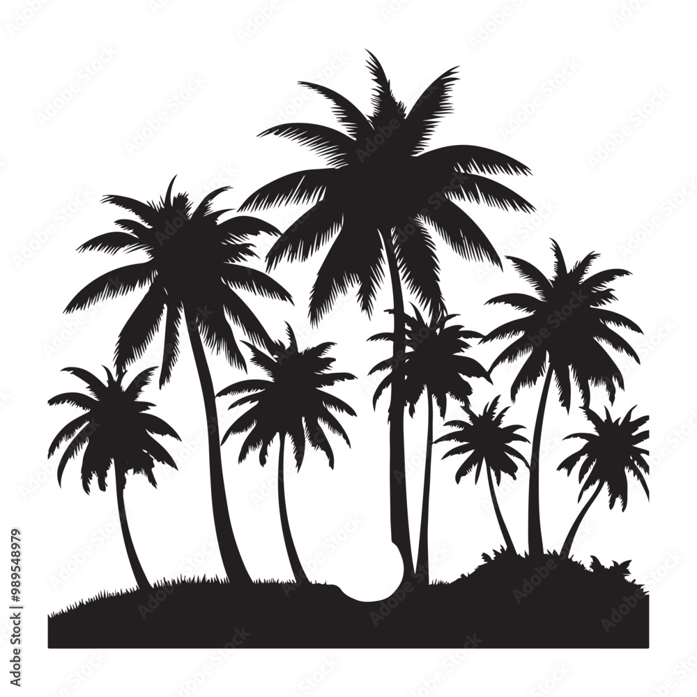 Set of palm tree silhouette Set of palm tree silhouette