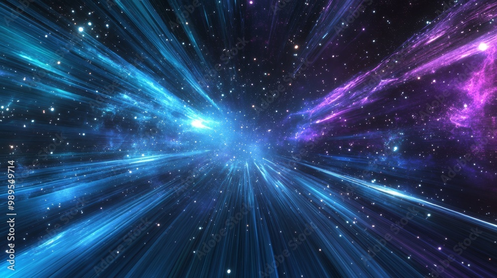 Naklejka premium Cosmic Light Rays: A Journey Through the Galaxy