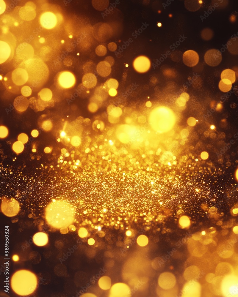 Sparkling Gold Joy. Festive Background with Swirling Sparks and Shimmering Stars