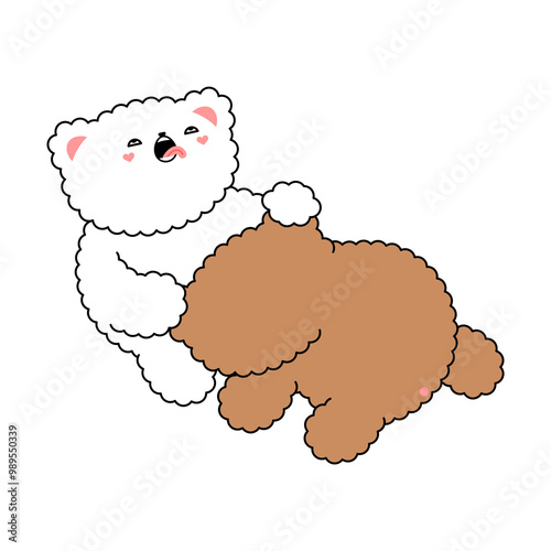 Cute bear sex poses. Sex and teddy bear Couple in love . sex positions Concept February 14 illustrations for adults