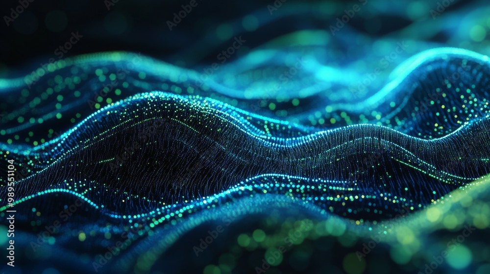 Abstract Digital Landscape with Glowing Particles Abstract Digital Landscape with Glowing Particles