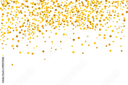 Gold glitter isolated on transparent background. Golden particles background for New Year designs,  holiday, party, invitation, birthday and wedding	