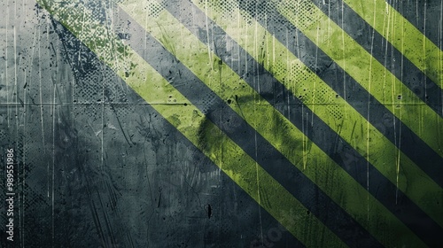 Tech green stripes on abstract grey grunge corporate header banner