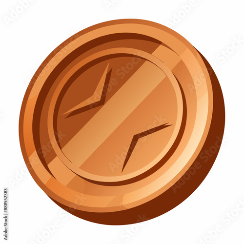 bronze coin flipped on a fully white background