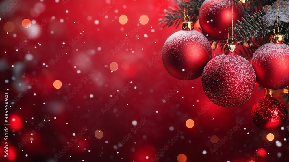 Christmas and New Year background with bokeh lights and red balls, copy space Christmas and New Year background with bokeh lights and red balls, copy space