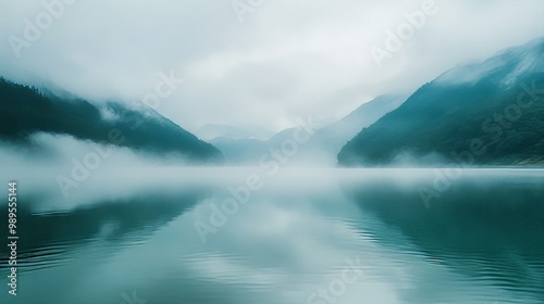 Misty Mountain Lake: A Serene Landscape