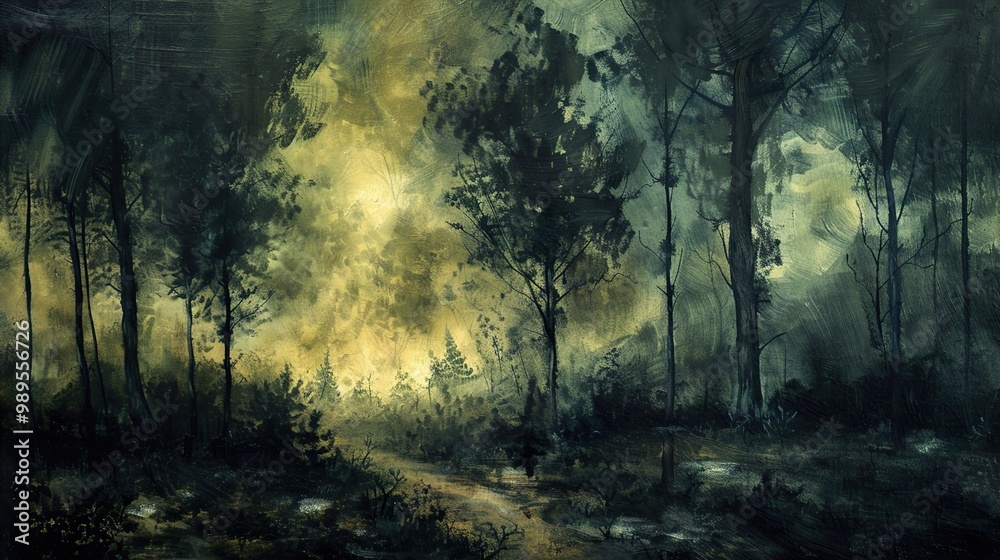 Enchanted Forest Path: A Dreamy Landscape Painting Enchanted Forest Path: A Dreamy Landscape Painting