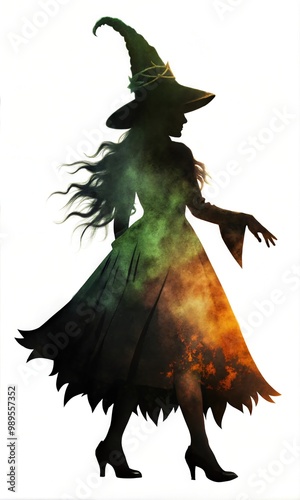 Chilling Halloween Colourful Witches Silhouette Graphic Resource for Spooky halloween background posters and halloween parties