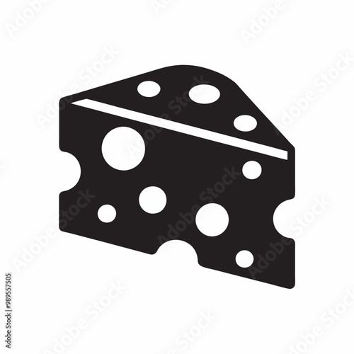 Swiss Cheese Wedge Black and White Vector Illustration for Printable Graphic Design