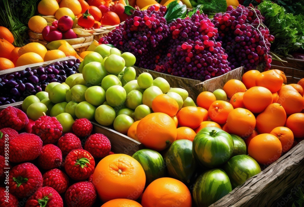 colorful vibrant arrangement fresh produce showcasing variety fruits vegetables eye catching display, organic, healthy, assortment, market, garden, natural colorful vibrant arrangement fresh produce showcasing variety fruits vegetables eye catching display, organic, healthy, assortment, market, garden, natural