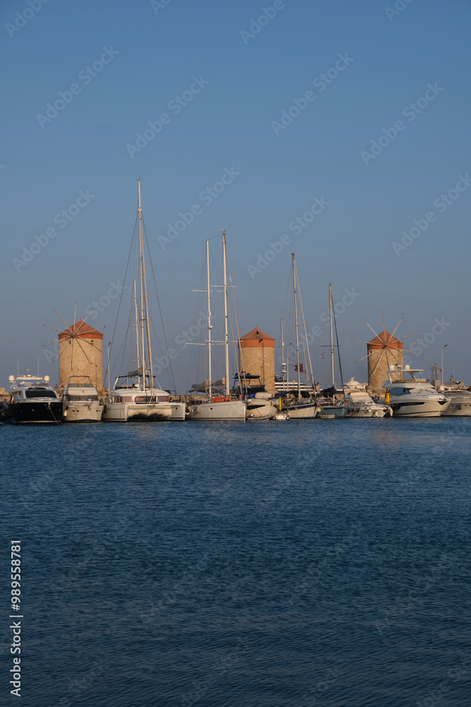 moinhos grécia mar rhodes natueza